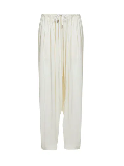 Co Ivory Visse Elasticated Waist Gathered Trousers In White