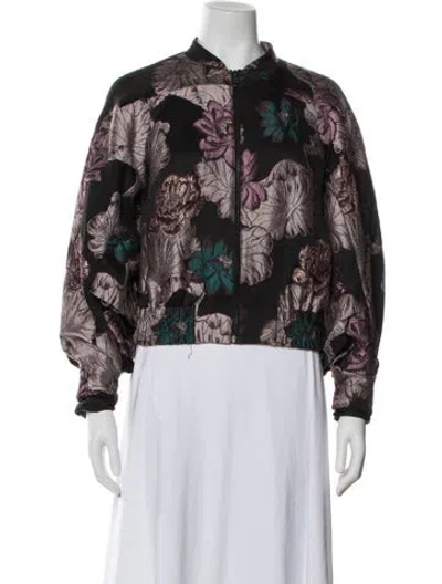 Pre-owned Co Jacquard Floral Print Bomber Jacket In Multi