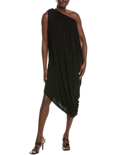 Co Jersey Draped Midi Dress In Black