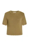 Co Knitted Tton Top In Green