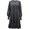 Co . Knitted Dress With Bishop Sleeves In Black Wool In Black