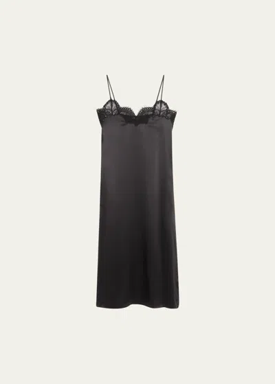 Co Lace Cami Silk Dress In Black