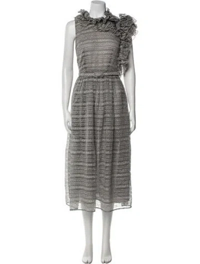 Pre-owned Co Lace Pattern Long Dress In Gray