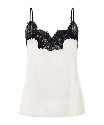 Co Rded Lace-trimmed Silk-satin Camisole In White