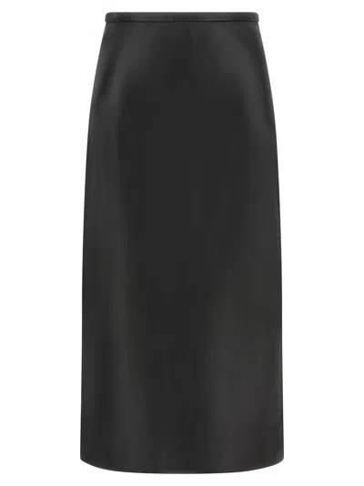 Co Lamb Leather Midi Women's Skirt In Black