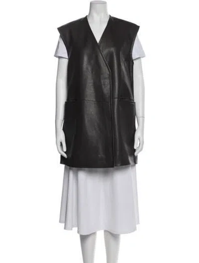 Pre-owned Co Lamb Leather Vest In Gray