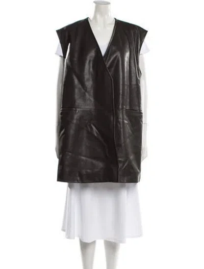 Pre-owned Co Lamb Leather Vest In Grey