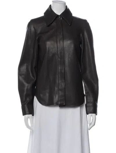 Pre-owned Co Lambskin Biker Jacket In Gray
