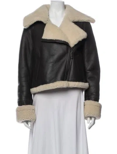 Pre-owned Co Lambskin At In Brown