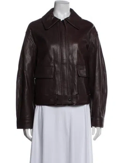 Pre-owned Co Lambskin Jacket In Burgundy