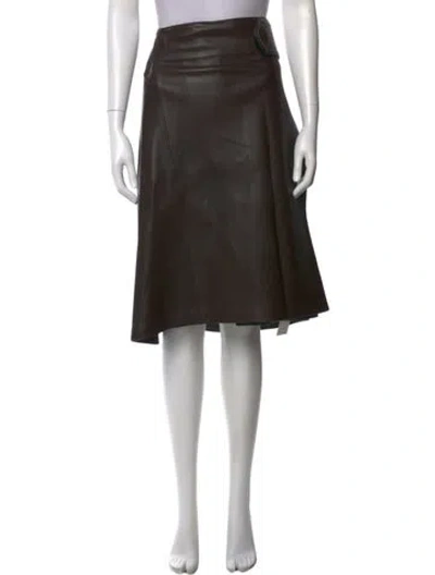Pre-owned Co Lambskin Knee-length Skirt In Brown