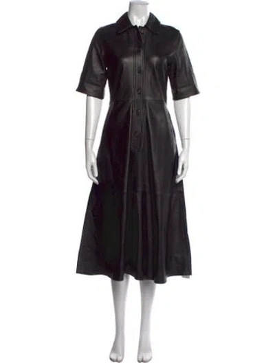 Pre-owned Co Lambskin Midi Length Dress In Black
