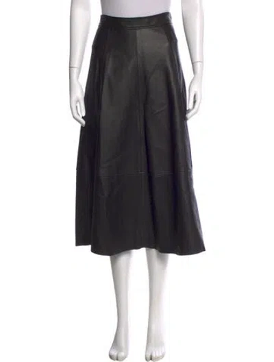 Pre-owned Co Lambskin Midi Length Skirt In Black