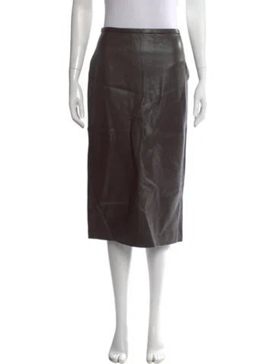 Pre-owned Co Lambskin Midi Length Skirt In Brown