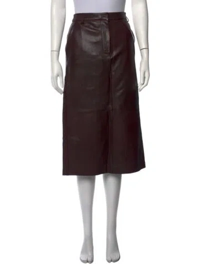 Pre-owned Co Lambskin Midi Length Skirt In Brown
