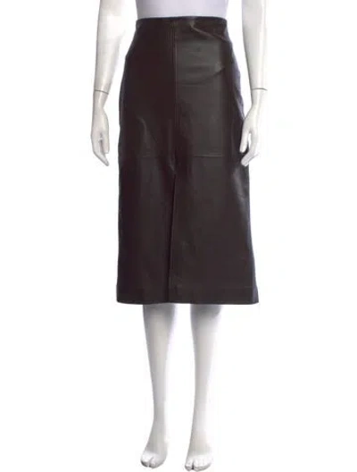 Pre-owned Co Lambskin Midi Length Skirt In Brown