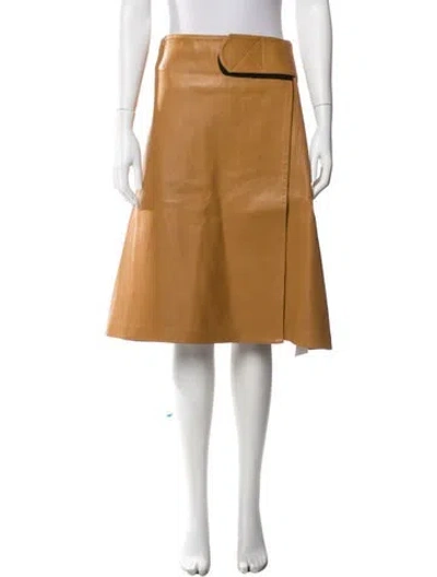 Pre-owned Co Lambskin Midi Length Skirt In Brown