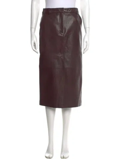 Pre-owned Co Lambskin Midi Length Skirt W/ Tags In Brown