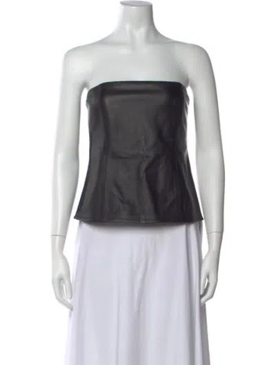 Pre-owned Co Lambskin Strapless Top In Black