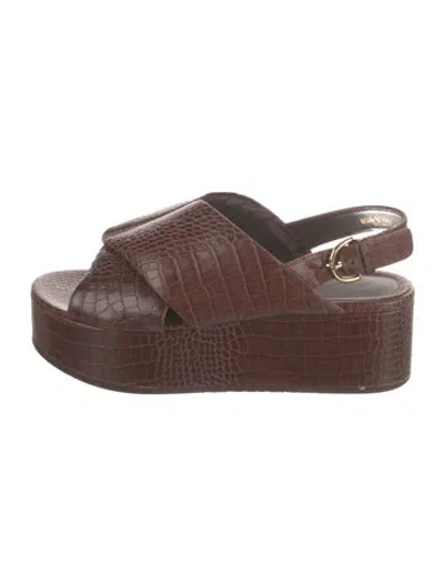 Pre-owned Co Leather Animal Print Sandals In Brown