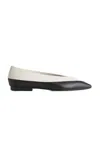 Co Leather Ballet Flats In Ivory/black
