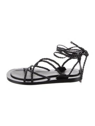 Pre-owned Co Leather Braided Accents Sandals In Black