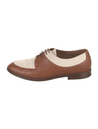 Pre-owned Co Leather Lorblock Pattern Oxfords In Brown