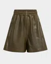 Co Leather Mbat Shorts In Burgundy
