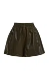 Co Leather Mbat Shorts In Green