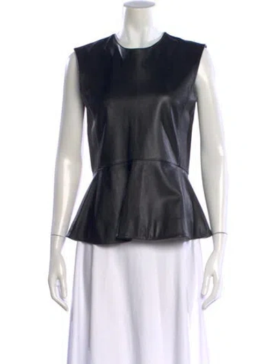 Pre-owned Co Leather Crew Neck Top In Black