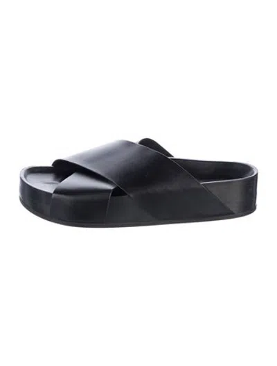 Pre-owned Co Leather Cutout Accent Slides In Black