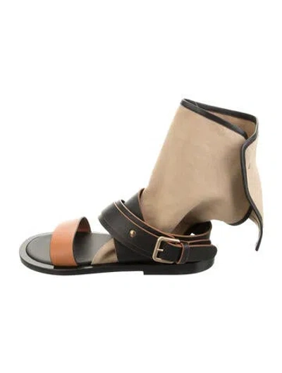 Pre-owned Co Leather Gladiator Sandals In Neutrals
