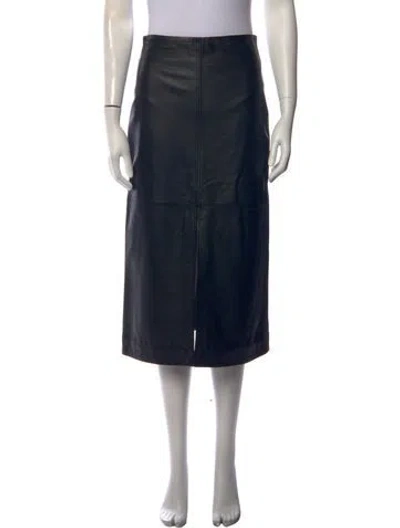 Pre-owned Co Leather Midi Length Skirt In Black