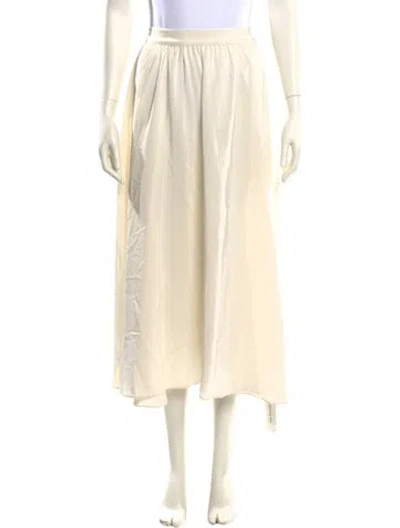 Pre-owned Co Leather Midi Length Skirt In White