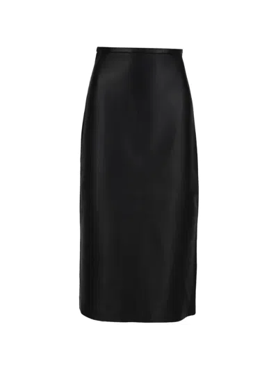 Co Leather Midi Skirt In Black