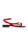 Co Asymmetric Toe Ring Gladiator Sandals Red In Red