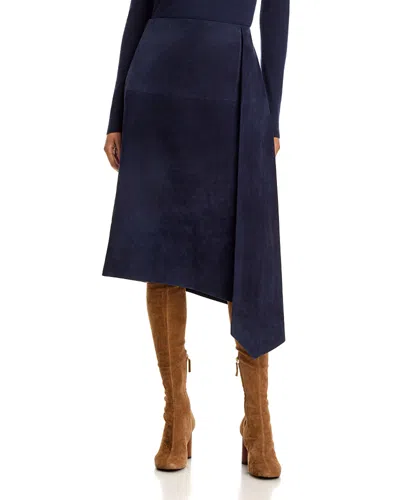 Co Leather Scarf Pleat Skirt In Blue