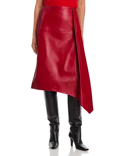 Co Leather Scarf Pleat Skirt In Red