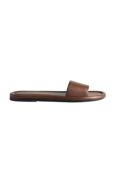 Co Leather Slide Sandals In Brown