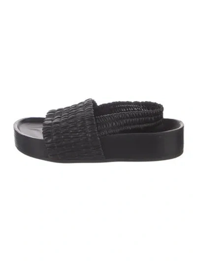 Pre-owned Co Leather Slides In Black