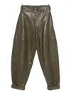 Co Leather Tapered Trousers In Green