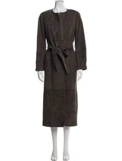 Pre-owned Co Leather Trench At In Brown
