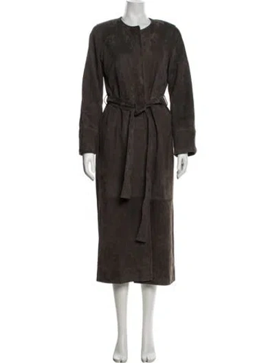 Pre-owned Co Leather Trench At In Brown