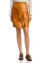 Co Leather Wrap Skirt In Brown