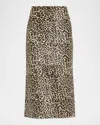 Co Leopard-print Pony Hair Midi Skirt In Animal Print