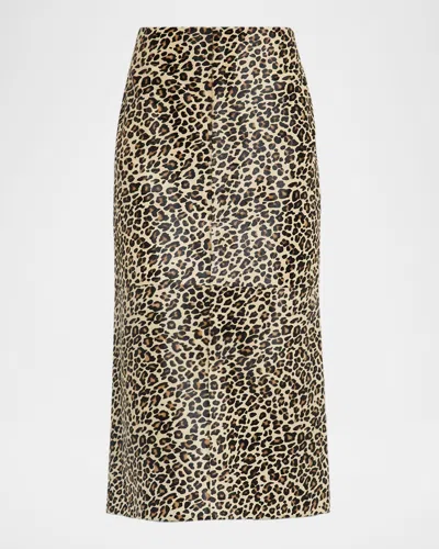 Co Leopard-print Pony Hair Midi Skirt In Animal Print