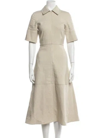 Pre-owned Co Linen Knee-length Dress In Neutrals