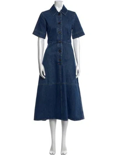 Pre-owned Co Linen Long Dress In Blue