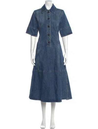 Pre-owned Co Linen Long Dress In Blue