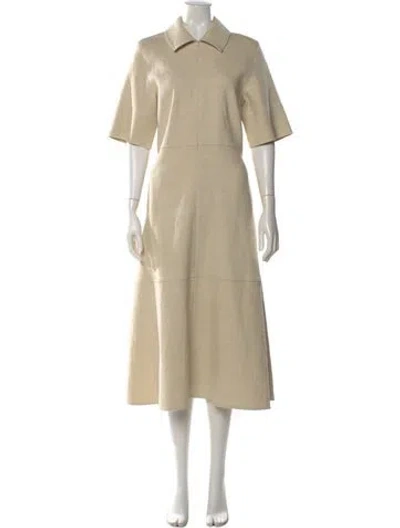 Pre-owned Co Linen Long Dress In Neutral